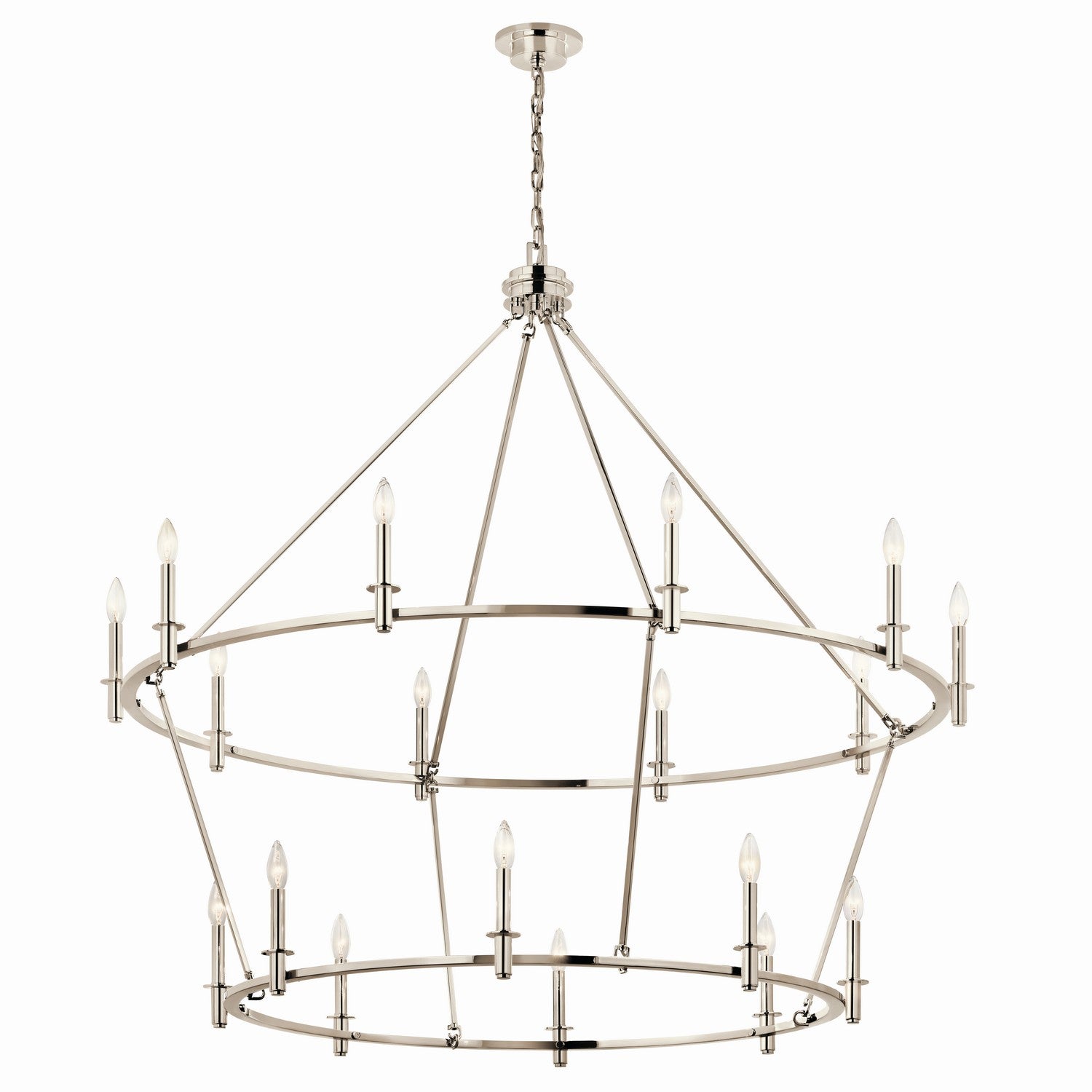 KICHLER 52708PN Carrick 54.25 Inch 18 Light 2-Tier Chandelier In Polished Nickel