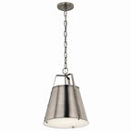 KICHLER 52710CLP Etcher 13 Inch 1 Light Pendant With Etched Painted White Glass Diffuser In Classic Pewter