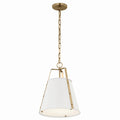 KICHLER 52710WH Etcher 13 Inch 1 Light Pendant With Etched Painted White Glass Diffuser In White And Champagne Bronze