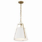 KICHLER 52710WH Etcher 13 Inch 1 Light Pendant With Etched Painted White Glass Diffuser In White And Champagne Bronze