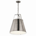 KICHLER 52711CLP Etcher 18 Inch 2 Light Pendant With Etched Painted White Glass Diffuser In Classic Pewter