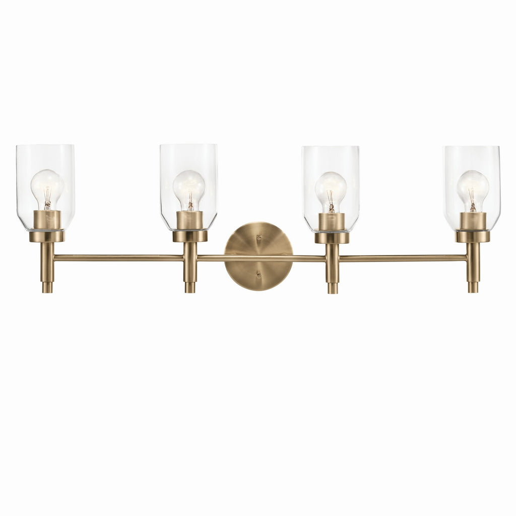 KICHLER 55186CPZ Madden 34 Inch 4 Light Vanity With Clear Glass In Champagne Bronze