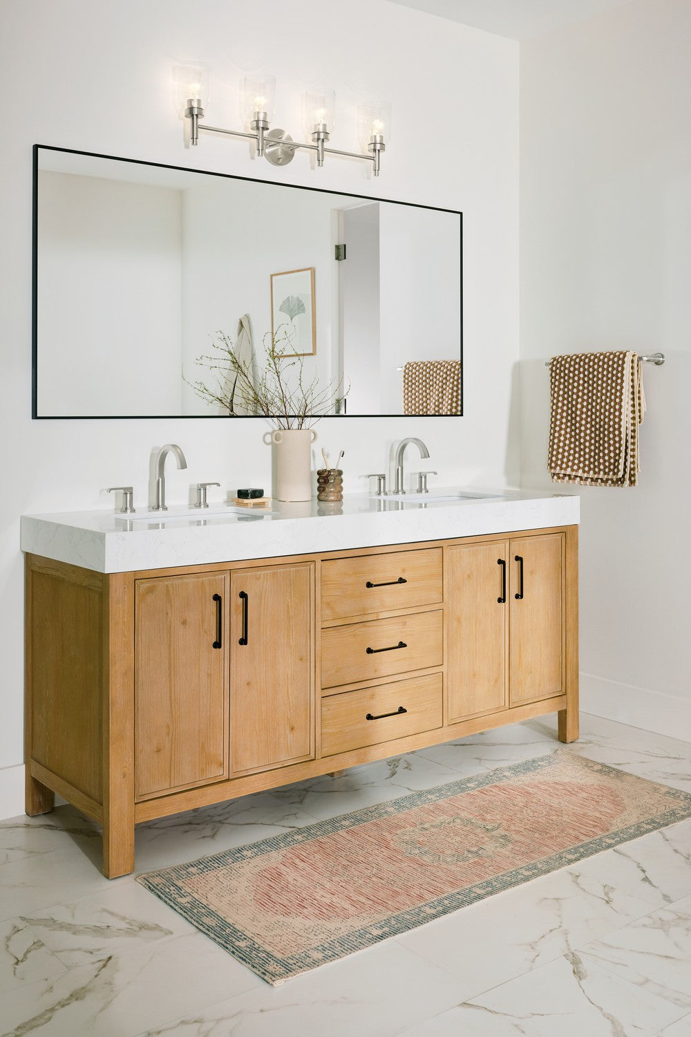 KICHLER 55186NI Madden 34 Inch 4 Light Vanity With Clear Glass In Brushed Nickel
