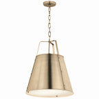 KICHLER 52711CPZ Etcher 18 Inch 2 Light Pendant With Etched Painted White Glass Diffuser In Champagne Bronze