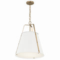 KICHLER 52711WH Etcher 18 Inch 2 Light Pendant With Etched Painted White Glass Diffuser In White And Champagne Bronze