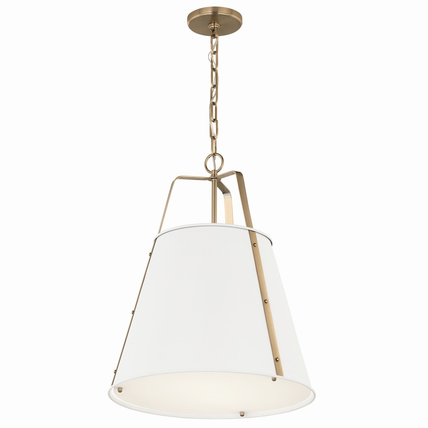 KICHLER 52711WH Etcher 18 Inch 2 Light Pendant With Etched Painted White Glass Diffuser In White And Champagne Bronze