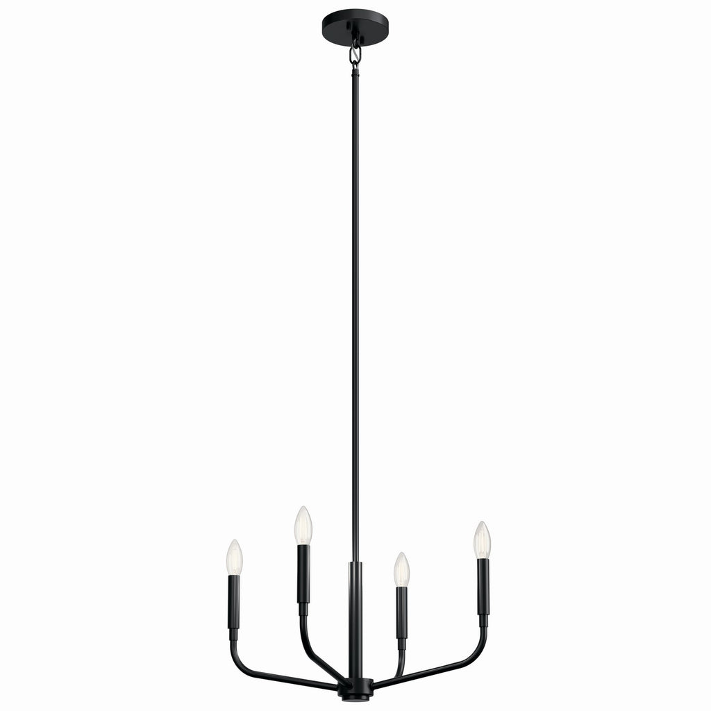KICHLER 52716BK Madden 20 Inch 4 Light Convertible Chandelier In Black