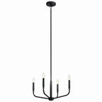 KICHLER 52716BK Madden 20 Inch 4 Light Convertible Chandelier In Black