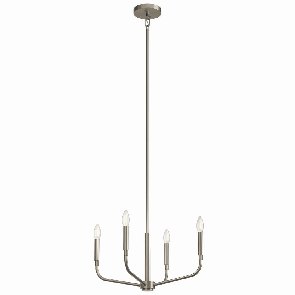 KICHLER 52716NI Madden 20 Inch 4 Light Convertible Chandelier In Brushed Nickel