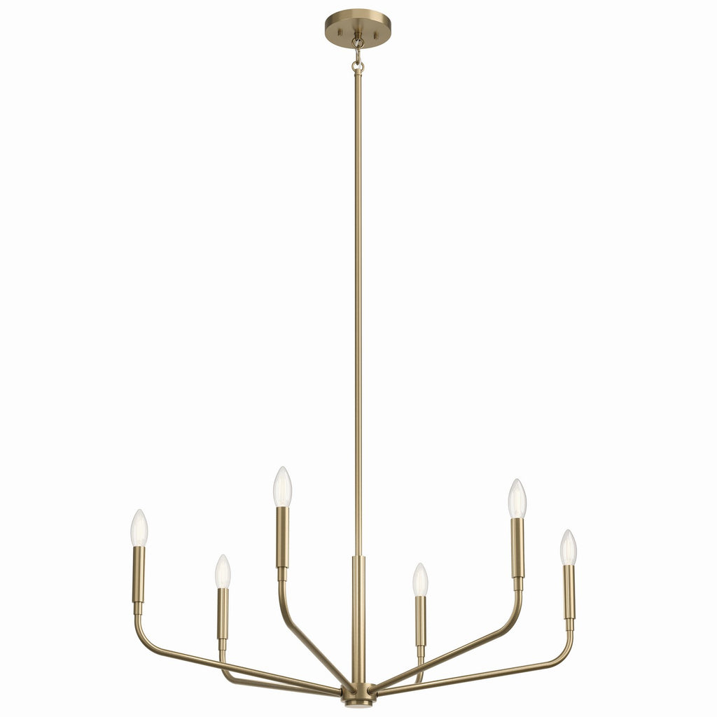 KICHLER 52718CPZ Madden 32 Inch 6 Light Chandelier In Champagne Bronze