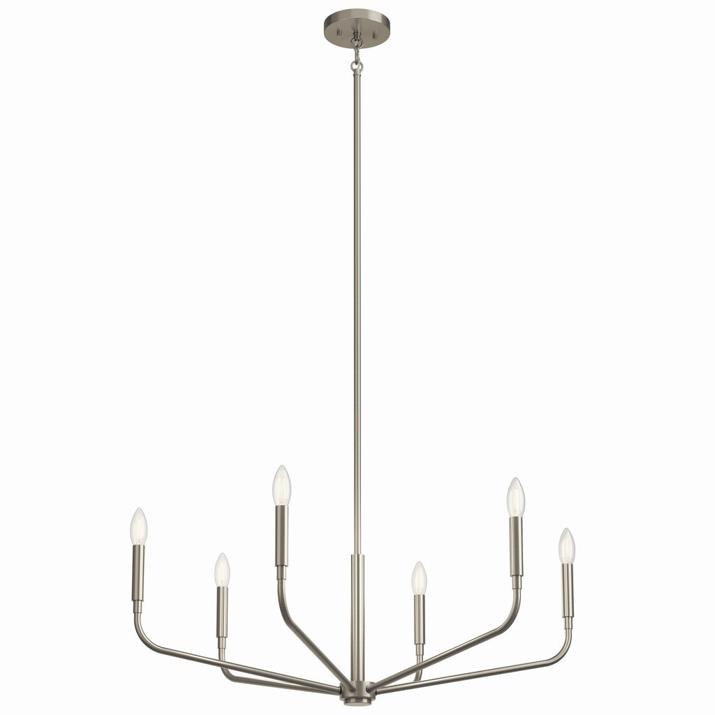 KICHLER 52718NI Madden 32 Inch 6 Light Chandelier In Brushed Nickel