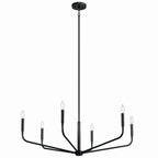 KICHLER 52719BK Madden 38 Inch 6 Light Chandelier In Black