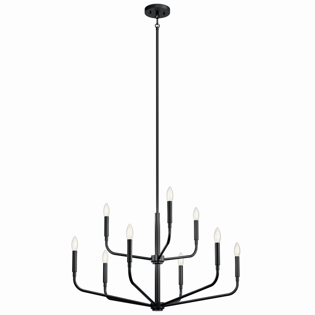 KICHLER 52720BK Madden 32 Inch 9 Light 2-Tier Chandelier In Black