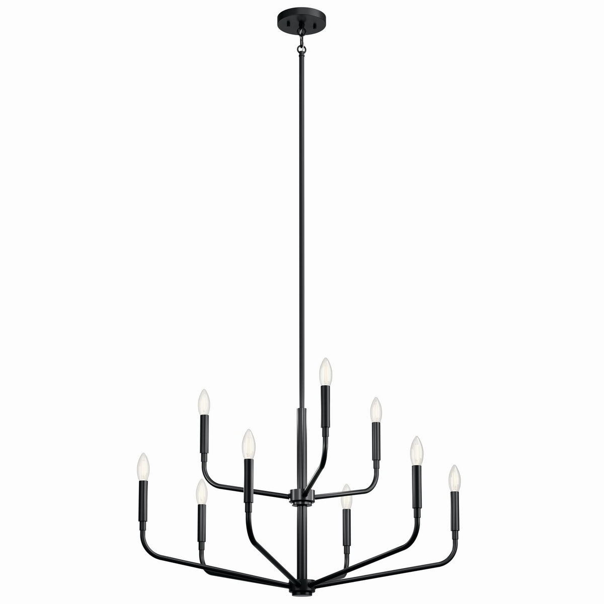 KICHLER 52720BK Madden 32 Inch 9 Light 2-Tier Chandelier In Black