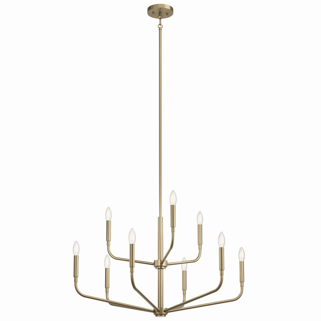 KICHLER 52720CPZ Madden 32 Inch 9 Light 2-Tier Chandelier In Champagne Bronze