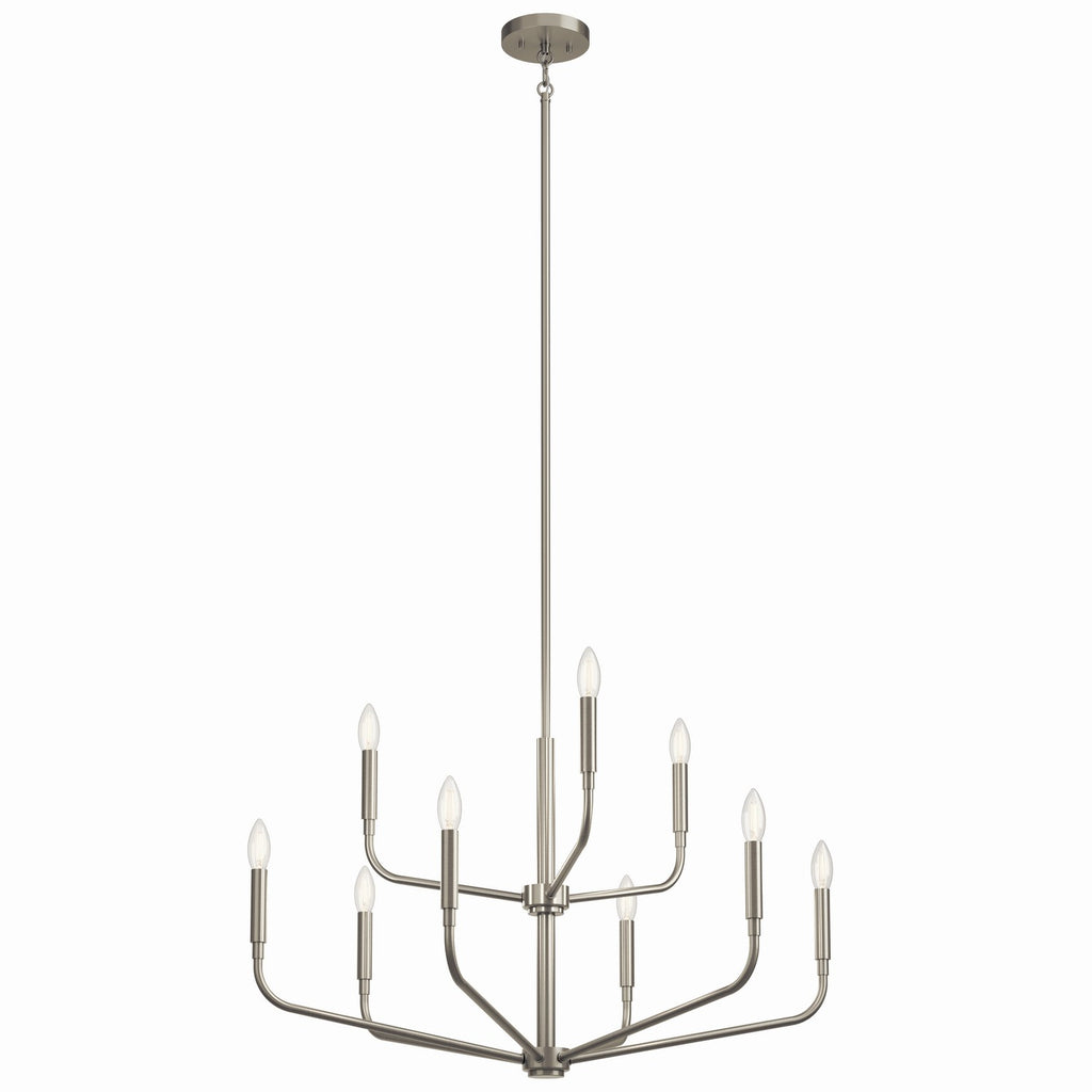 KICHLER 52720NI Madden 32 Inch 9 Light 2-Tier Chandelier In Brushed Nickel