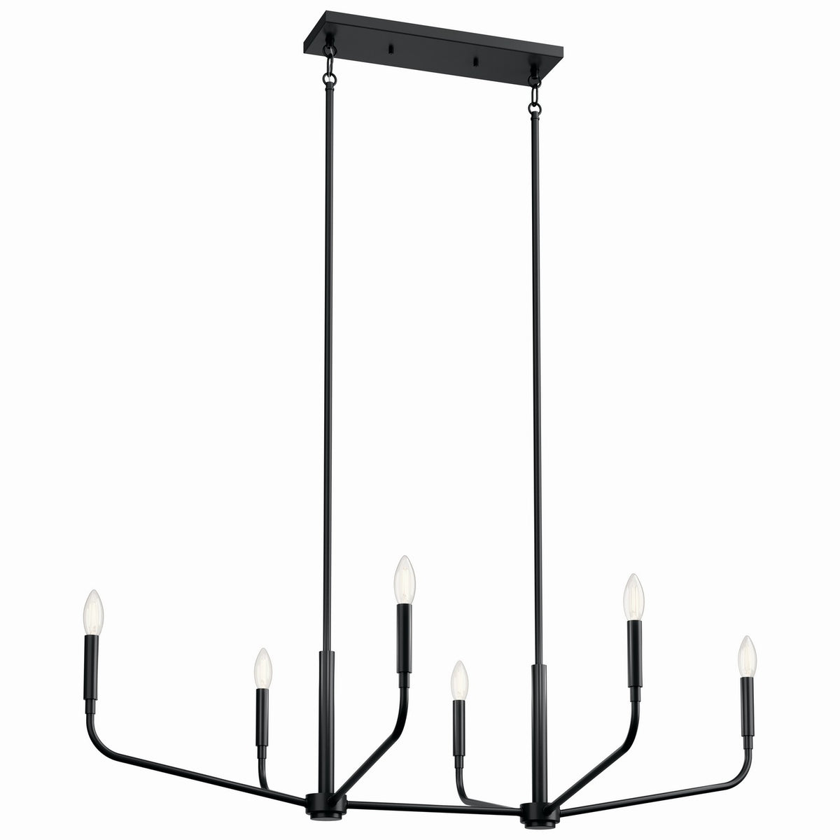 KICHLER 52721BK Madden 45 Inch 6 Light Linear Chandelier In Black