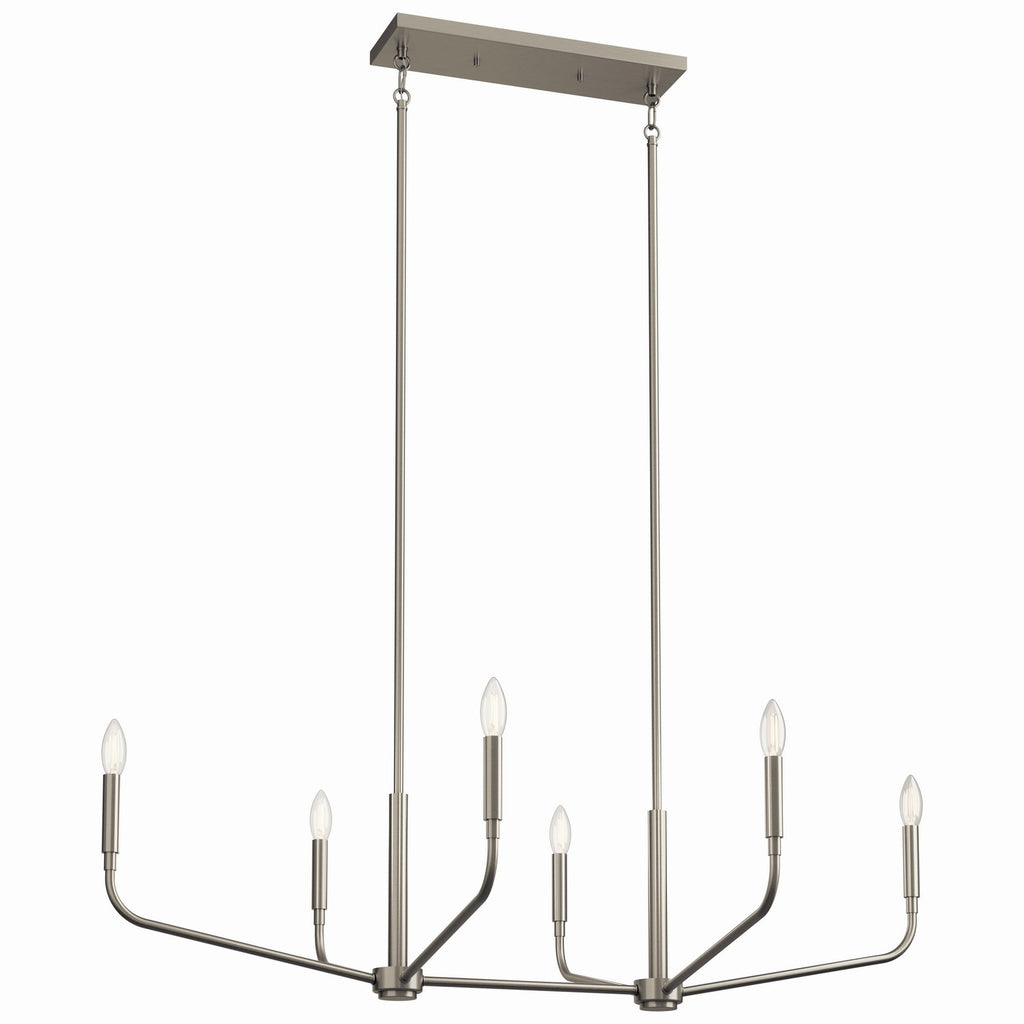 KICHLER 52721NI Madden 45 Inch 6 Light Linear Chandelier In Brushed Nickel