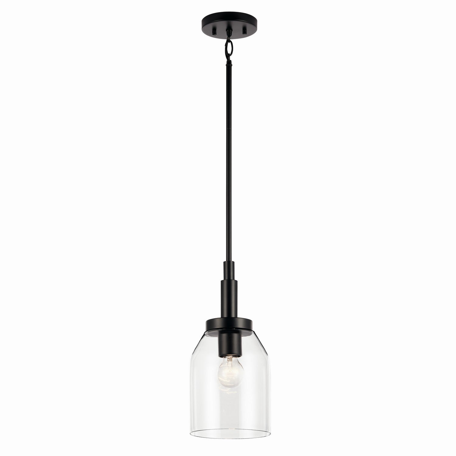 KICHLER 52725BK Madden 15 Inch 1 Light Mini Pendant With Clear Glass In Black
