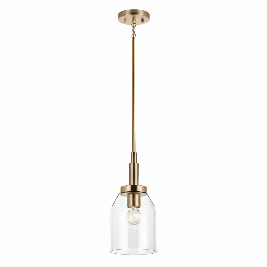KICHLER 52725CPZ Madden 15 Inch 1 Light Mini Pendant With Clear Glass In Champagne Bronze