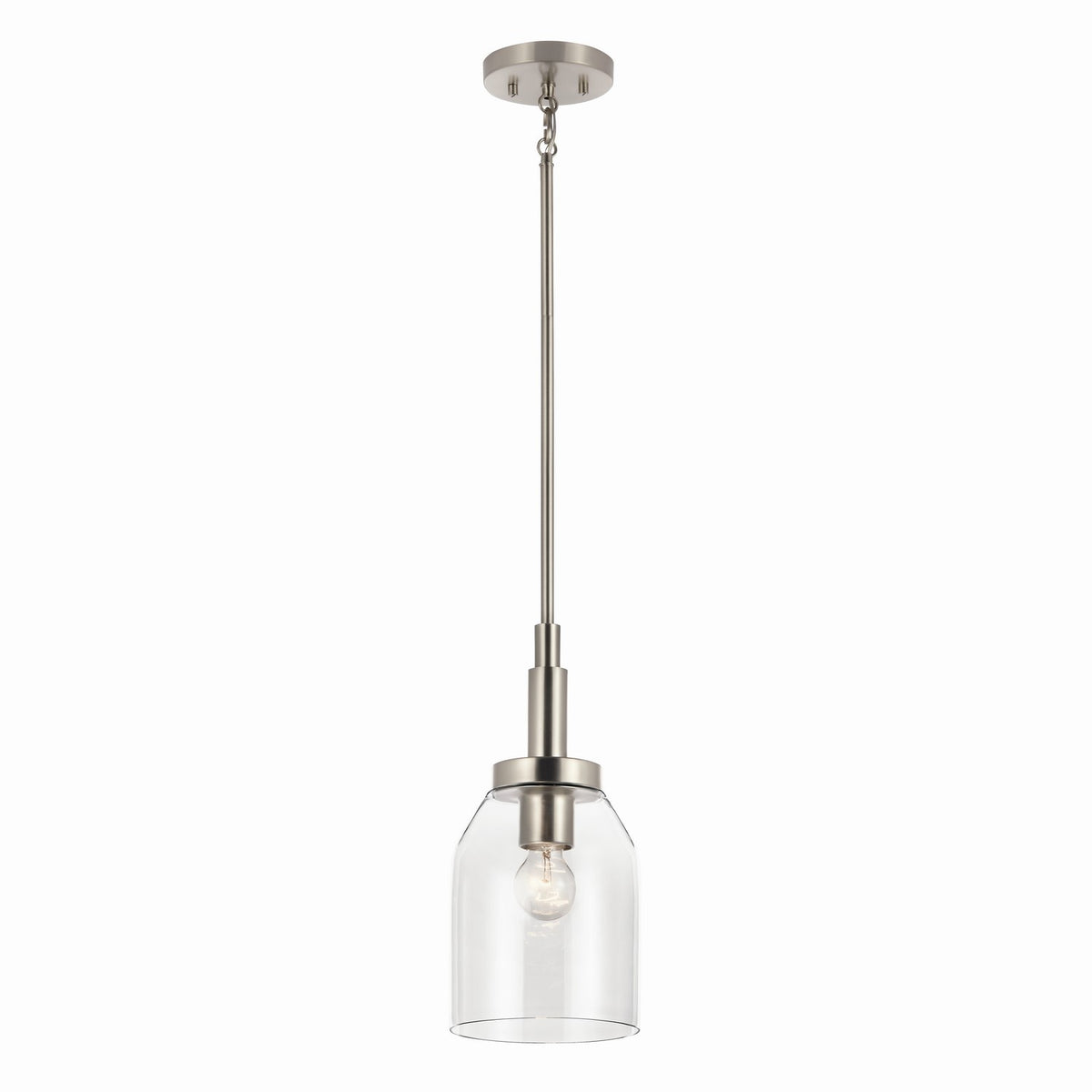 KICHLER 52725NI Madden 15 Inch 1 Light Mini Pendant With Clear Glass In Brushed Nickel