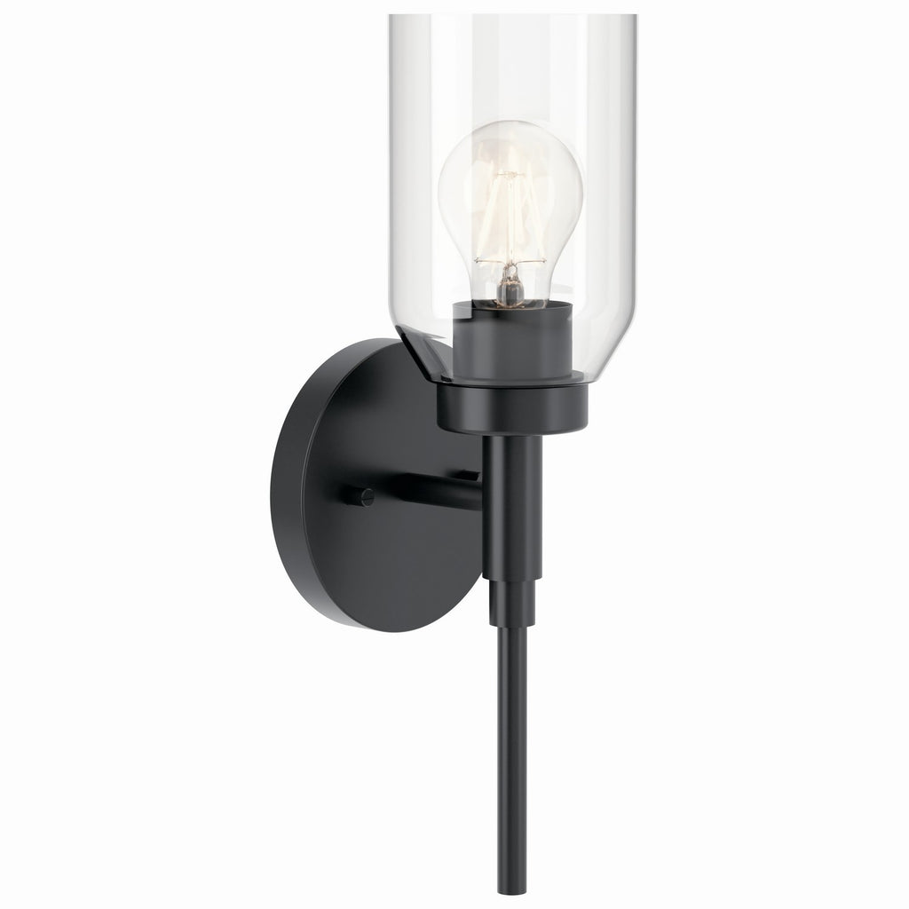 KICHLER 55183BK Madden 14.75 Inch 1 Light Wall Sconce With Clear Glass In Black