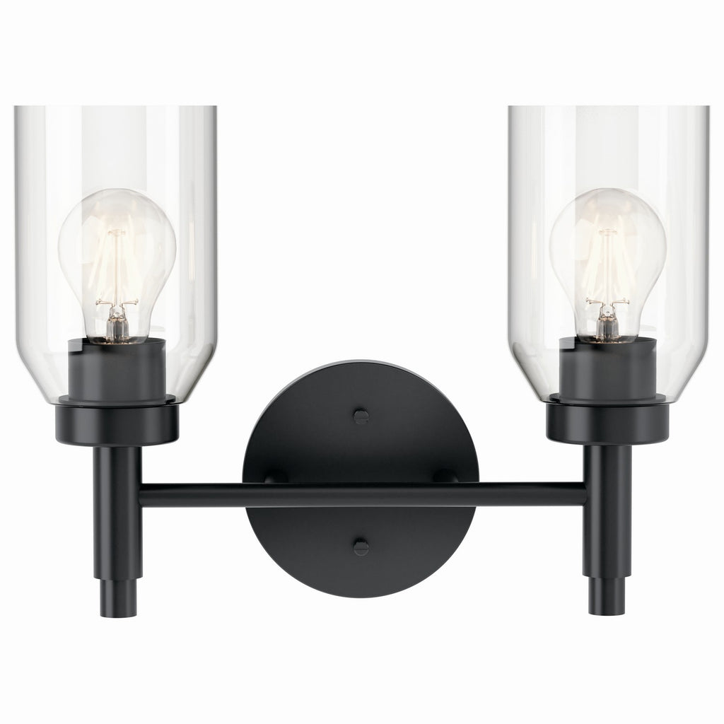 KICHLER 55184BK Madden 14.25 Inch 2 Light Vanity With Clear Glass In Black