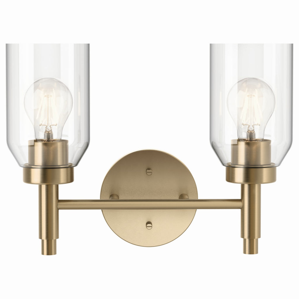KICHLER 55184CPZ Madden 14.25 Inch 2 Light Vanity With Clear Glass In Champagne Bronze