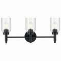 KICHLER 55185BK Madden 24 Inch 3 Light Vanity With Clear Glass In Black