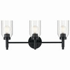 KICHLER 55185BK Madden 24 Inch 3 Light Vanity With Clear Glass In Black