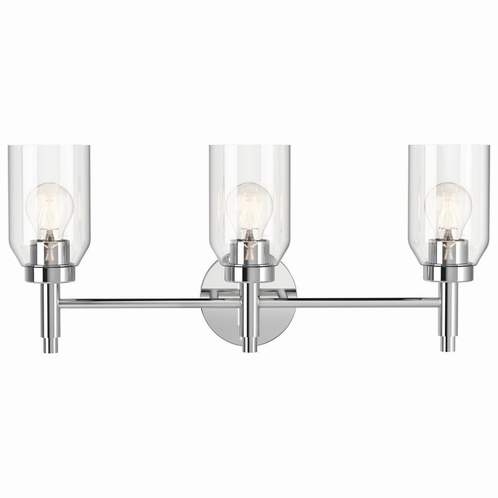 KICHLER 55185CH Madden 24 Inch 3 Light Vanity With Clear Glass In Chrome