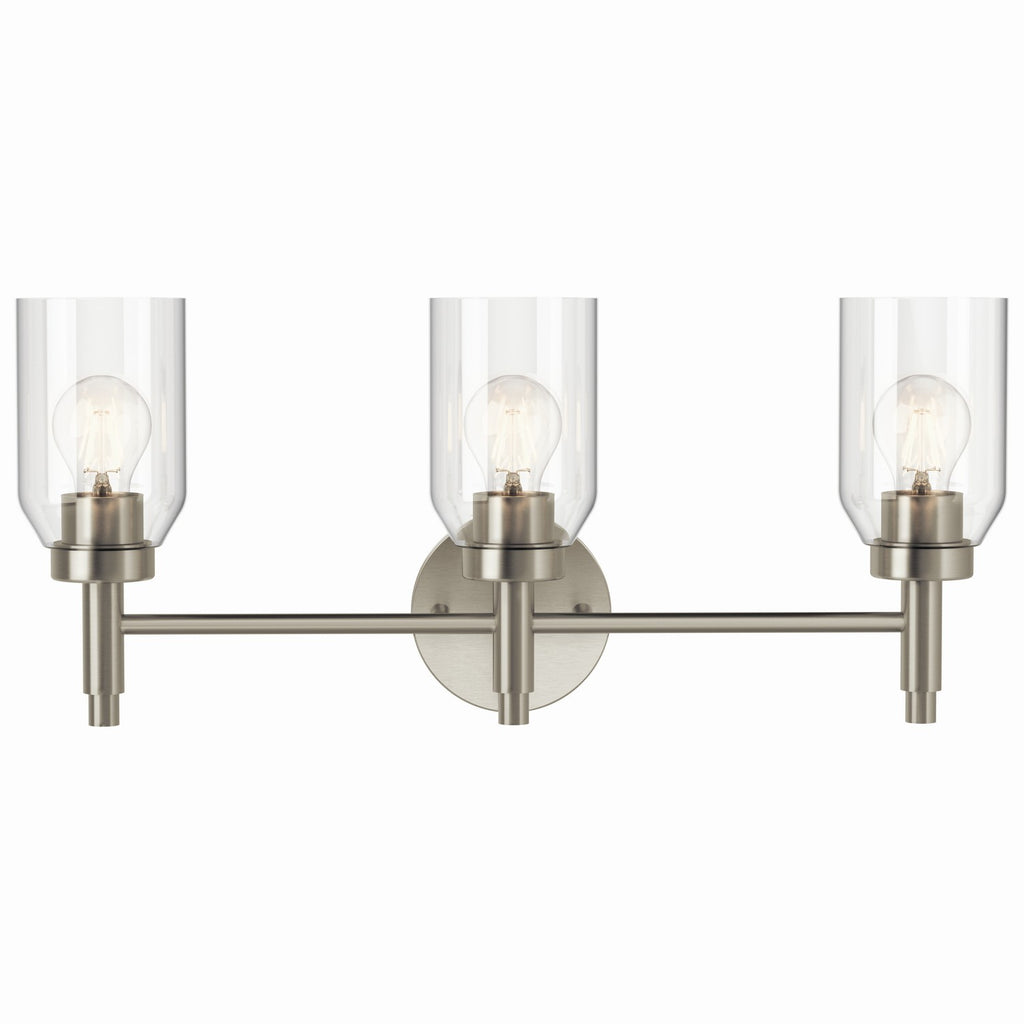 KICHLER 55185NI Madden 24 Inch 3 Light Vanity With Clear Glass In Brushed Nickel