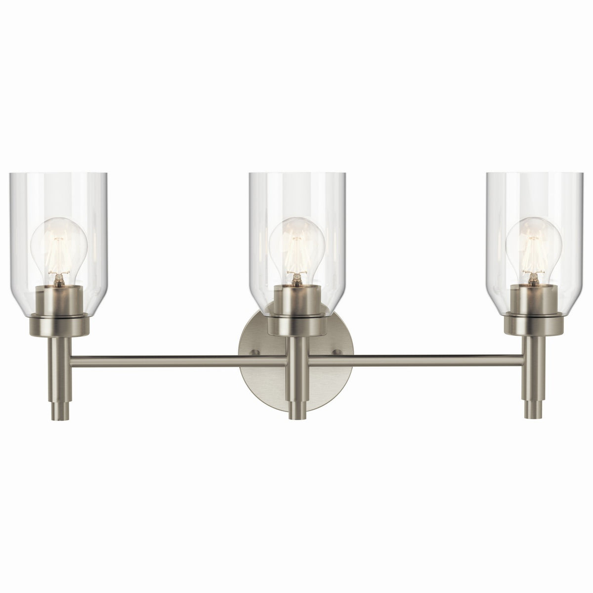 KICHLER 55185NI Madden 24 Inch 3 Light Vanity With Clear Glass In Brushed Nickel