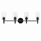 KICHLER 55186BK Madden 34 Inch 4 Light Vanity With Clear Glass In Black