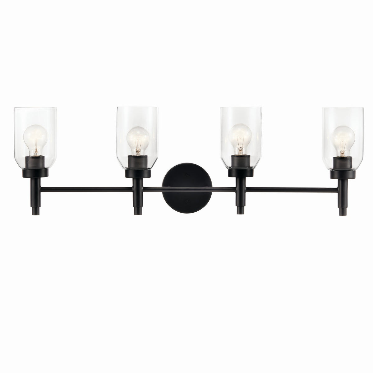 KICHLER 55186BK Madden 34 Inch 4 Light Vanity With Clear Glass In Black
