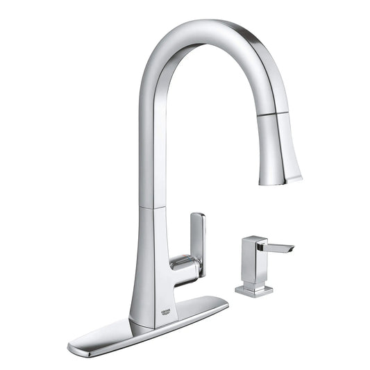 GROHE 30365000 Carre Single-Handle Pull Down Kitchen Faucet Dual Spray 1.75 GPM - Chrome