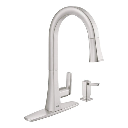 GROHE 30365DC0 Carre Single-Handle Pull Down Kitchen Faucet Dual Spray 1.75 GPM - Supersteel