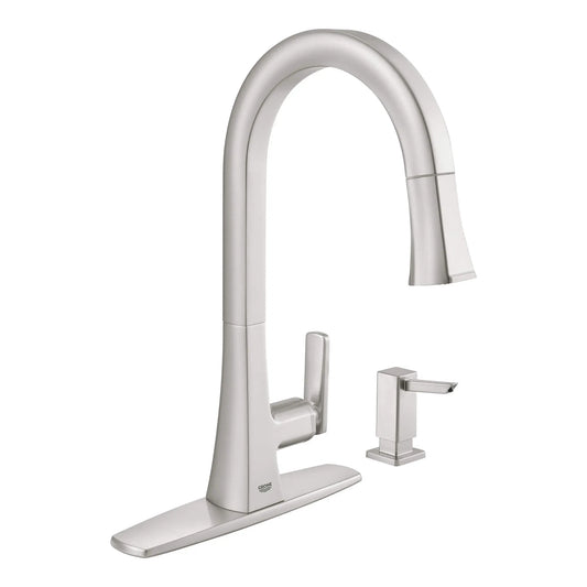 GROHE 30365DC0 Carre Single-Handle Pull Down Kitchen Faucet Dual Spray 1.75 GPM - Supersteel