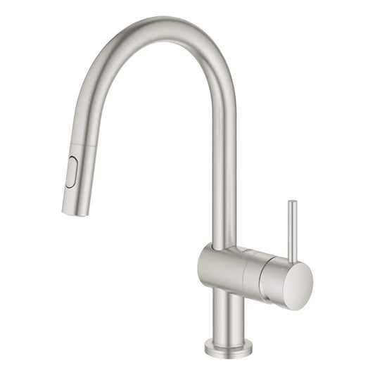 GROHE 31359DC2 Minta Single-Handle Pull Down Kitchen Faucet Dual Spray 1.75 GPM with Touch Technology - Supersteel