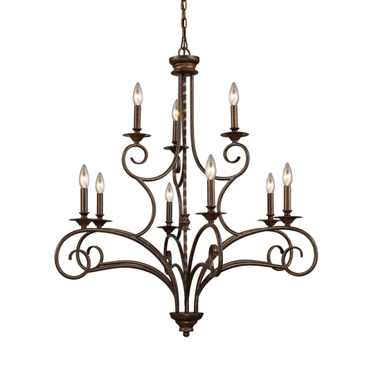 ELK SHOWROOM 15043/6+3 Gloucester 35.5'' Wide 9-Light Chandelier - Weathered Bronze