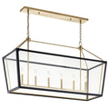 KICHLER 52622CPZBK Delvin 44 Inch 6 Light Linear Chandelier With Clear Glass In Champagne Bronze And Black
