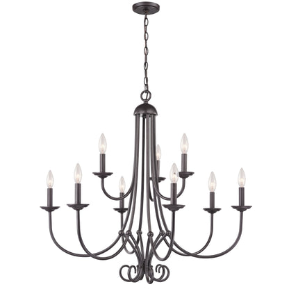 THOMAS 1509CH/10 Williamsport 34'' Wide 9-Light Chandelier - Oil Rubbed Bronze