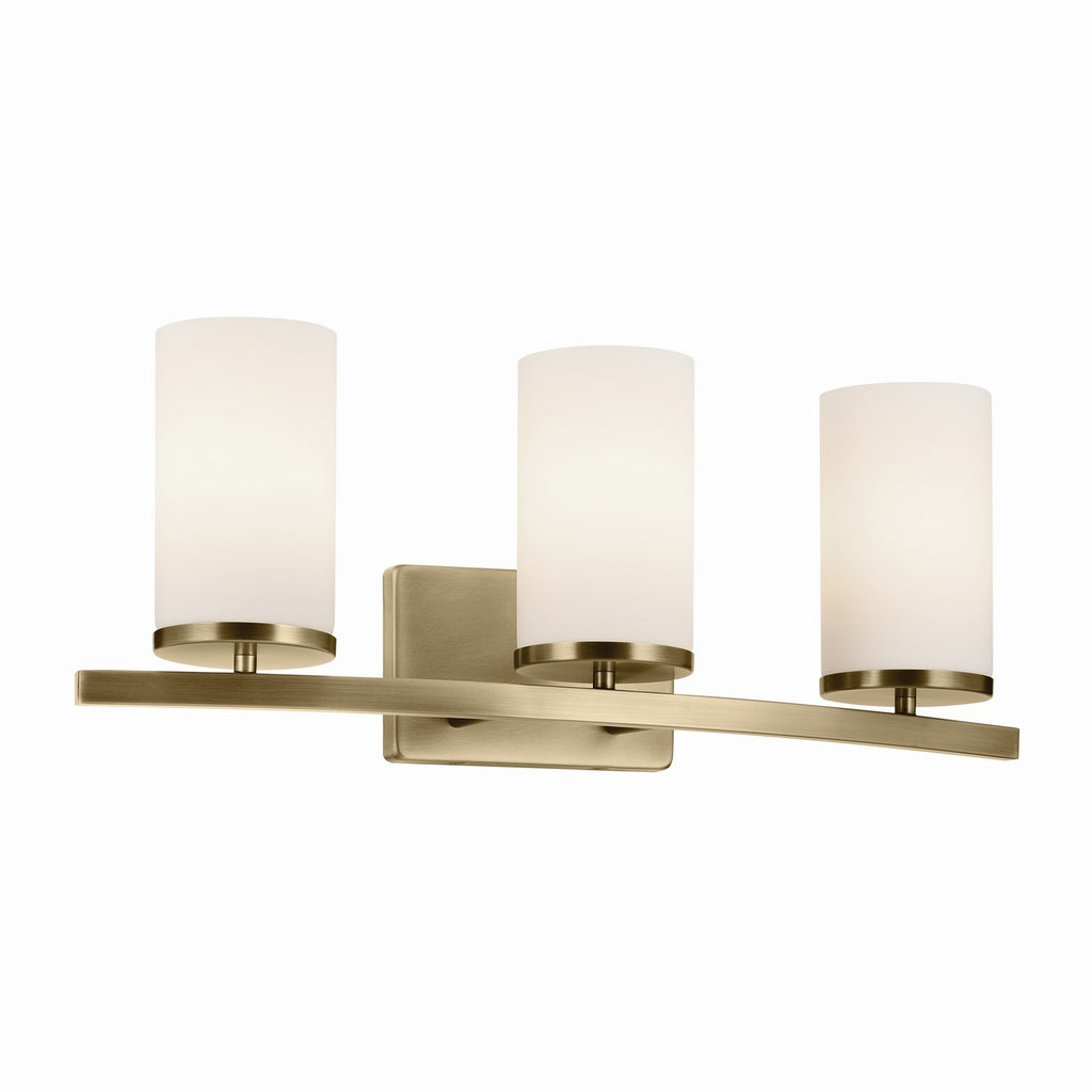 KICHLER 45497NBR Crosby 23" 3-Light Vanity Light With Satin Etched Cased Opal Glass In Natural Brass