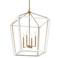 KICHLER 52620CPZWH Delvin 31.75 Inch 4 Light Foyer Pendant With Clear Glass In Champagne Bronze And White