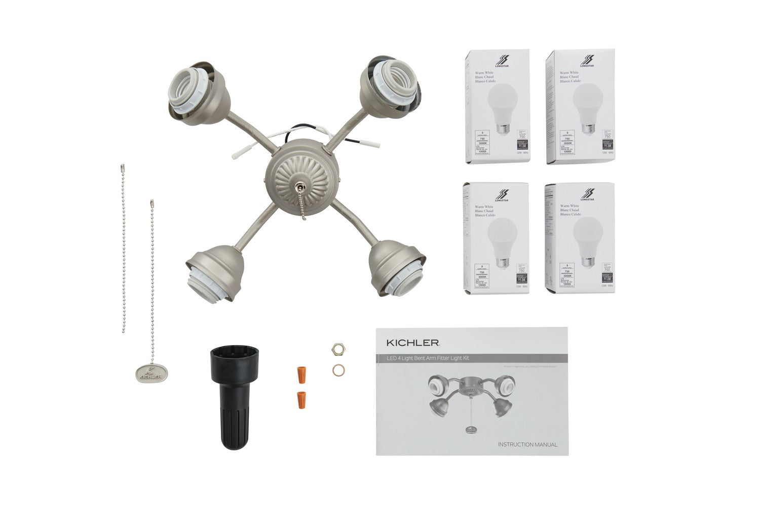 KICHLER 350015NI 4 Light LED Bent Arm Fitter Brushed Nickel