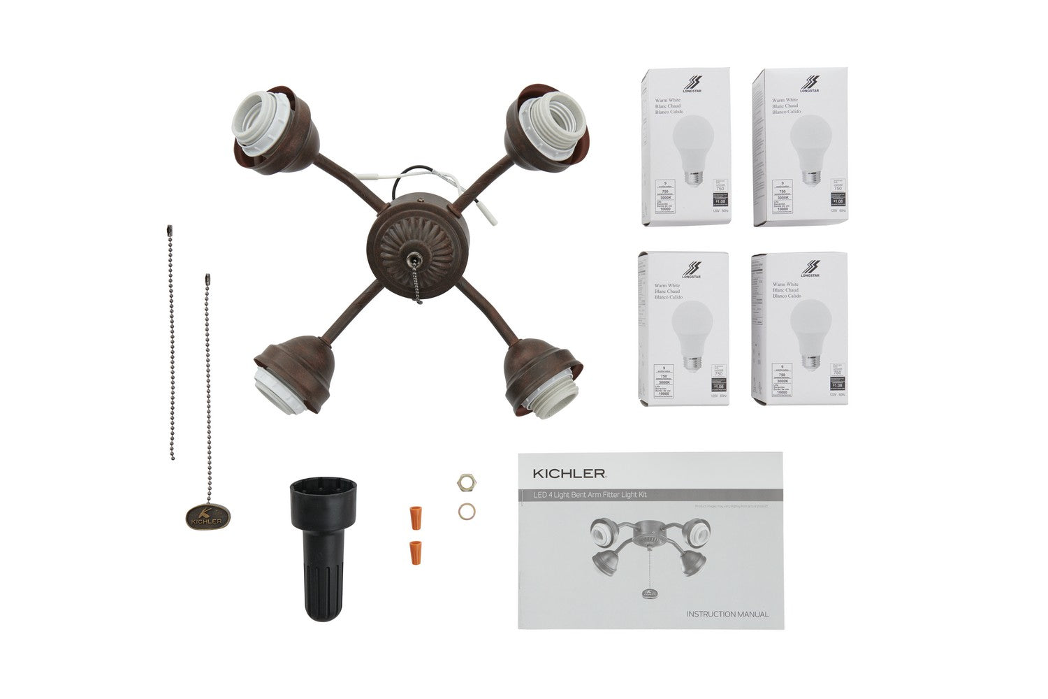 KICHLER 350015TZ 4 Light LED Bent Arm Fitter Tannery Bronze