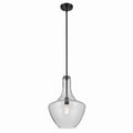KICHLER 42046BKCS Everly 19.75" 1-Light Bell Pendant With Clear Seeded Glass In Black