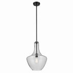KICHLER 42046BKCS Everly 19.75" 1-Light Bell Pendant With Clear Seeded Glass In Black