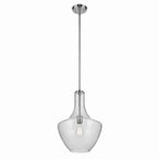 KICHLER 42046CHCS Everly 19.75" 1-Light Bell Pendant With Clear Seeded Glass In Chrome