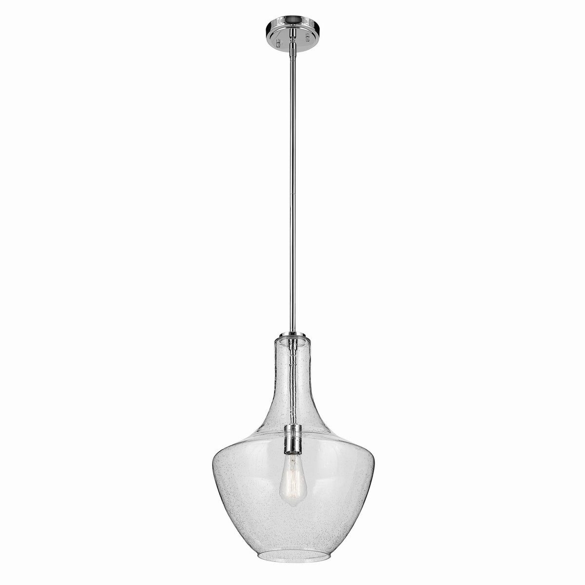 KICHLER 42046CHCS Everly 19.75" 1-Light Bell Pendant With Clear Seeded Glass In Chrome